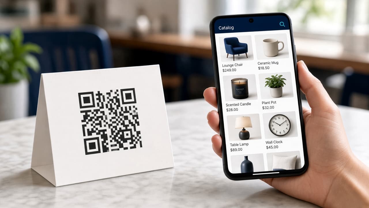 Un cliente abre el Catálogo Digital en su celular tras escanear el código QR